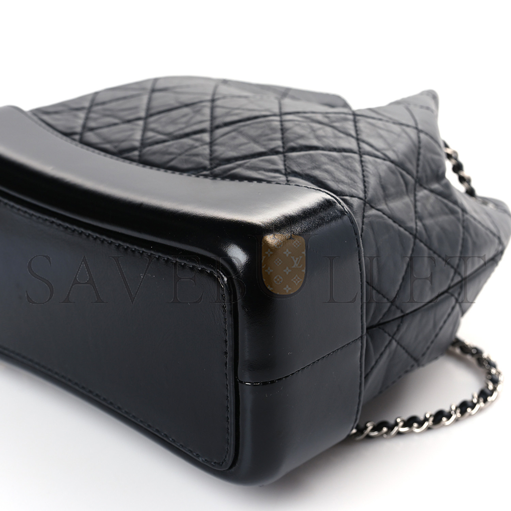 CHANEL MASTER AGED CALFSKIN QUILTED SMALL GABRIELLE BACKPACK BLACK A94485 (23*22.5*10.5cm)